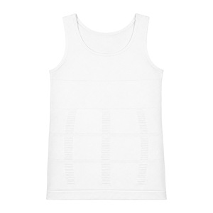 Men's Black Breathable Waist Cincher Tank Top Medium Control Shapewear <b>Bodysuit</b> Seamless Knitted Spandex Nylon - Product Image 5