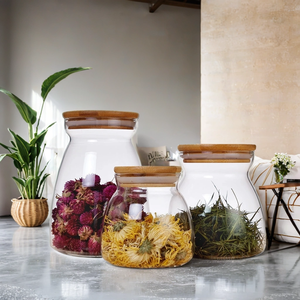 Hava Geçirmez Ahşap/Bambu Kapaklı Cam Gıda Saklama Kavanozu - Çay, Kahve, Baharat Servisi İçin Şeffaf Cam Saklama Kabı - Product Image 4