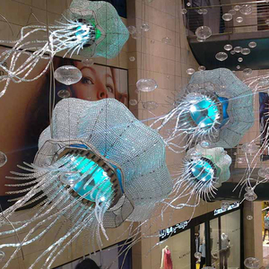 Lampadario Moderno Sospeso a Forma di Medusa Multicolore per Centri Commerciali e Hall di Hotel - Product Image 5