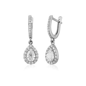 Pendientes colgantes Huggie con cierre inglés de <span class=keywords><strong>Plata</strong></span> de Ley 925 con diseño de gota de lágrima chapado en oro de 14K, joyería fina para mujer - Product Image 3