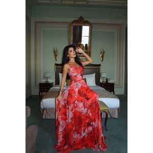 Robe de soirée longue rouge Sisu, style robe de bal, avec paillettes et perles, taille empire, robe de soirée formelle - Taille XS - Product Image 2