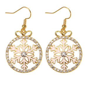 Pendientes Colgantes Navideños con Diseño de Copo de Nieve, Árbol, Estrella, Reno y Bastón de Caramelo, Joyería de Cristal Chapada en Oro para Mujer - Product Image 6
