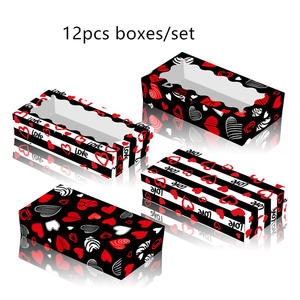 12 pz/set felice giorno di san valentino scatola di carta trasparente per finestre scatola di caramelle dolci per biscotti custodia per decorazioni per feste di San Valentino - Product Image 4