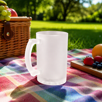 Tasse en verre dépoli pour Sublimation, transparente, avec poignée, gobelet personnalisé en vrac, 16oz, nouveauté