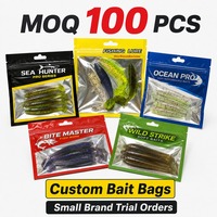 Appâts de pêche personnalisés mylar sac anti-odeur sac d'emballage en plastique transparent ziplock colle souple ver leurre emballage mylar sac