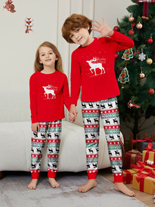 Conjuntos de Pijamas Casuais de Inverno para Família com Cintura Elástica e Manga Longa em Tecido Térmico Tricotado Dropshipping - Product Image 2