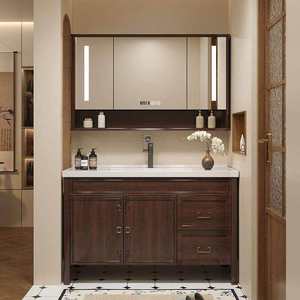 Modern <b>Wall</b>-Mounted MDF Eco-Friendly Bathroom Vanity Set Ceramic Basin LED Smart <b>Mirror</b> Storage Cabinet Water Resistant Easy - Product Image 5