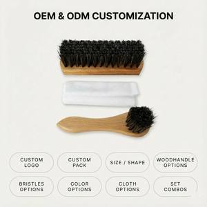 Kit de 3 Piezas para Pulir Zapatos al por Mayor, Cepillos de Cerdas Suaves de Crin de Caballo + Mango de Madera de Haya + Paño de Algodón, Pulido de Cuero Sin Rayones, OEM - Product Image 5