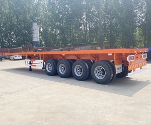 Semi-<span class=keywords><strong>remorque</strong></span> à plateau plat en acier de 40 pieds à 3 essieux, utilisée pour le chargement de marchandises <span class=keywords><strong>sur</strong></span> des camions de transport de conteneurs portuaires - Product Image 2