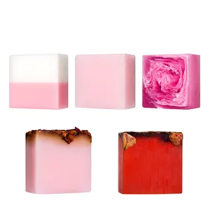 OEM/ODM Natural Organic Face Soap Colorful Transparent Flower Scented Amino Acid Rose Soap Flower Bath Soap