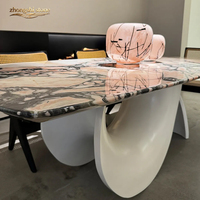 Nouvelle table à manger rectangulaire pour la maison, table à manger de luxe en marbre haut de gamme, plateau en marbre naturel de fabrication artisanale