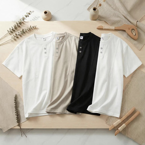 T-shirt à manches courtes pour homme, couleur café, col rond, style coréen, décontracté, haut d'été, tissu antibactérien, coupe pour adolescent - Product Image 4