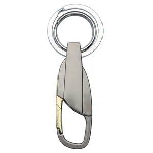 In Stock Black Carabiner Keychain with Strong Snap Hook Double Key Rings Business Gift with Custom Logo Light Keychain