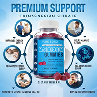 Gummies au magnésium très vendues pour adultes, saveur cerise, complément alimentaire, améliore la mémoire et le sommeil, 90 gummies/flacon
