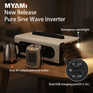 Convertisseur de courant à onde sinusoïdale pure MYAMi 3000W, 12V 24V 48V 60V DC vers AC 220V 50Hz/60Hz, écran LCD, double sortie pour camping-car/maison/camping - Product Image 2