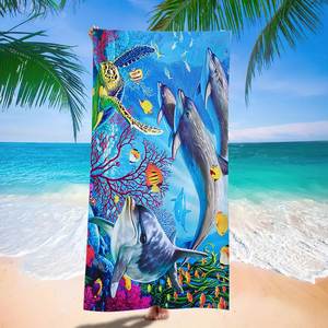 Serviette de plage d'été à imprimé tortue de mer, douce, absorbante et à séchage rapide, en microfibre sans sable pour la natation et les sports - Product Image 4