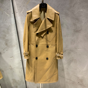 2024 abrigos largos populares para adolescentes abrigo de cuero genuino diseño de oveja gabardina larga de lujo - Product Image 1