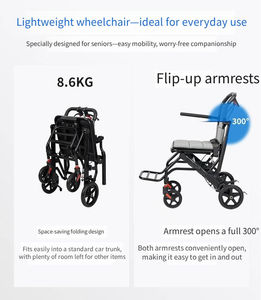 Silla de ruedas manual ligera 2025 con cuatro ruedas, accesorio de China para equipos de rehabilitación para el cuidado de ancianos - Product Image 3