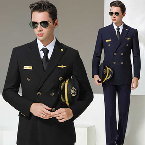 Camisa de Uniforme de Capitán de Avión Azul de Alta Gama con Chaqueta, Conjunto de Uniforme de Institución de Entrenamiento de Pilotos - Product Image 2