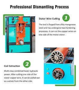 Équipement d'extraction du cuivre du stator de moteur, machine de recyclage du fil de cuivre du stator de moteur de rebut, coupeur, tireur - Product Image 6