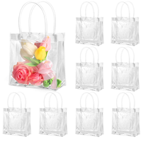 Sacs cadeaux en PVC transparent de haute qualité avec poignées, sacs d'emballage en plastique à fond carré réutilisables pour les anniversaires, les fêtes de naissance, les cadeaux
