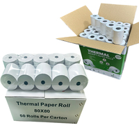 Rollo de Papel Térmico para Caja Registradora Unifon, 80x80mm, Blanco, Capa Única, 100% Pulpa de Madera Virgen, Larga Duración de la Coloración, para Impresoras POS/ATM, 50 Rollos