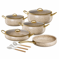 Ensemble de casseroles antiadhésives Senny 12 pièces en acier inoxydable 304 Tri Ply avec revêtement en granit et ustensiles en silicone