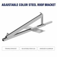 Support de montage inclinable pour panneaux solaires en acier coloré lesté en aluminium avec pied arrière réglable et solution de fixation triangulaire
