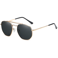 Gafas de Sol Clásicas Premium Populares con Montura de Doble Puente, Lentes de PC Anti-Reflejantes, Montura Metálica Poligonal Moderna, Unisex
