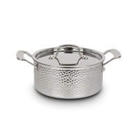 Ensemble de casseroles de haute qualité en acier inoxydable à motif martelé moderne, 8 pièces, fond antiadhésif pour cuisinière à induction, avec couvercle en verre