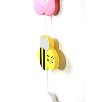 Jouet en bois pas cher Sunshine : Hélice sonore suspendue en forme d'oiseau, d'abeille et de fleur – Cadeau de naissance
