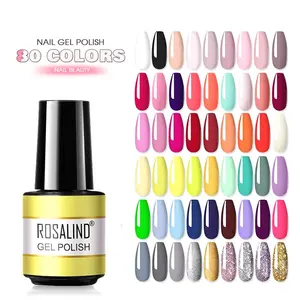 El proveedor de uñas ROSALIND crea tu marca, barniz de gel con logotipo privado, esmalte de uñas de laca de gel uv de color rosa claro