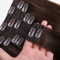 Ekstensi Rambut Clip in Premium Berkualitas Tinggi dari Rambut Asli Manusia Virgin Brazil, Model Silk Straight Wave Warna Balayage