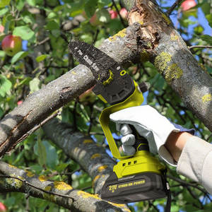 21V Cordless Brushless Motor One-Hand Mill Hand-Held Mini Chainsaw Wood Cutting Battery 8in/6in Guide <strong>Bar</strong> 1200W Industrial Grade - Product Image 5