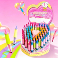 Surligneur rétractable bicolore L.40500 en forme de cœur mignon, stylo surligneur à clic pour la marquage de notes, le journal, le dessin artistique, la papeterie