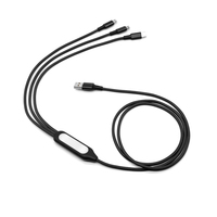 Cordon de charge universel 3 en 1 USB C multi-câble pour téléphone portable Power Bank écouteur en aluminium durable PVC pratique en boîte.