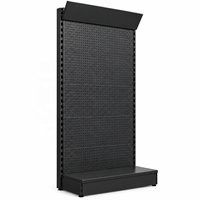 Étagère Gondole Murale Noire pour Supermarché, Présentoir Robuste Simple Face pour Magasin de Détail et Épicerie, Fixation Métallique
