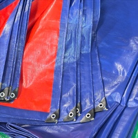 Bâche en PE robuste bicolore, bleu foncé à l'extérieur, orange à l'intérieur, anti-âldonnement, pour abri de stockage, entrepôt, ferme, chantier.