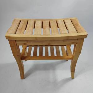 Banco de ducha de bambú para ducha interior Taburete de ducha pequeño para afeitarse Patas Reposapiés, Banco de <span class=keywords><strong>baño</strong></span> Asiento Muebles de <span class=keywords><strong>baño</strong></span> de madera - Product Image 4