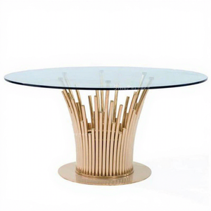 Sino Perfect Meubles De Mariage Événement Banquet Or Cadre Blanc En Verre Trempé Dîner En Acier Inoxydable Table Rectangulaire Chaise - Product Image 1