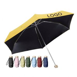Promotional Outdoor Custom Mini Capsule Travel Branded <b>Uv</b> Protection Pocket Clear 5 Fold Umbrellas for the Rain - Product Image 3