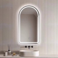 Miroir intelligent mural de style moderne à LED trois couleurs, salon, hôtel, interrupteur tactile, indice de protection IP44, arche semi-circulaire française