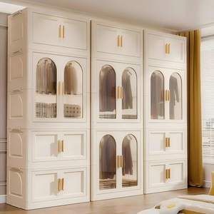 Durable PP Rectangle Folding Kids Bedroom <b>Wardrobe</b> Plastic Cabinet Clothes Organizer Multi-Function Portable <b>Large</b> Capacity - Product Image 2