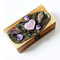 Boîte de rangement en bois décorative en cristal naturel fait main, boîte cadeau, boîte à bijoux, décoration d'intérieur