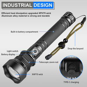 Mạnh mẽ lumens cao không thấm nước cắm trại ngoài trời ngọn đuốc chiến thuật ánh sáng đèn flash LED USB Sạc đèn pin - Product Image 3