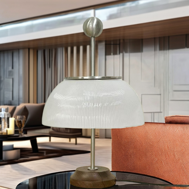 Bedroom Restaurant Desk Light Modern Nordic Wooden Glass Table Lamp with Flexible E26 Bulb Base High CRI 95 Warm White Light