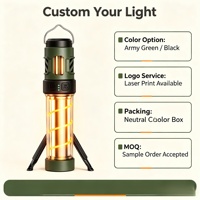 Linterna LED 2 en 1 para exteriores y linterna de camping, linterna portátil recargable por USB a prueba de agua para camping, senderismo y emergencias