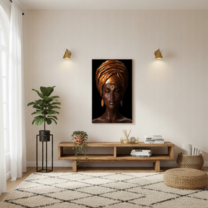 Boho Wall Decor: African Woman Stained Glass Printed Canvas Artwork,<b>WRAPPED</b> CANVAS - Product Image 3