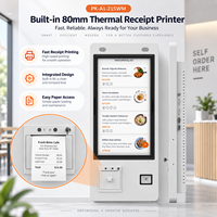 Kiosque de point de vente en libre-service mural de 21,5 pouces, écran tactile Android 11 avec imprimante 80 mm, scanner QR pour la restauration et la vente au détail