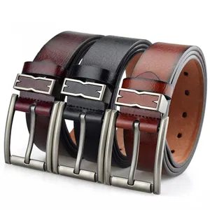 Wholesale OEM Fashion business men dress belt durable microfiber leather belt pin buckle man belt